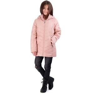 Spyder Boundless Long Puffer Misty Rose Coat fleece lined size junior XL 16